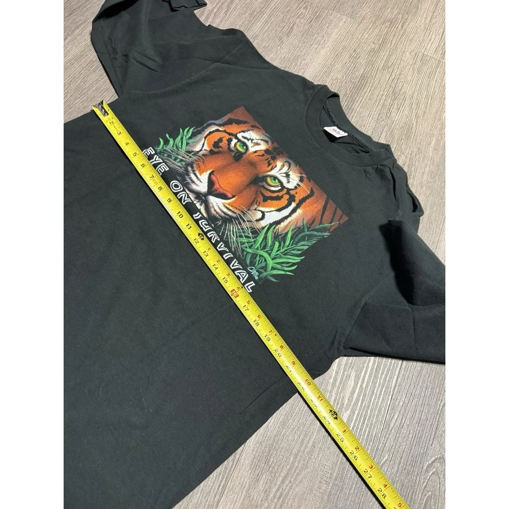 Vintage 90s Human-i-Tees Eye on Survival Tiger Graphic‎ T-Shirt Men's XL USA